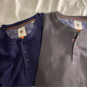 Two Cooper & Oak Men's Casual Henley Shirts - Navy and Gray
